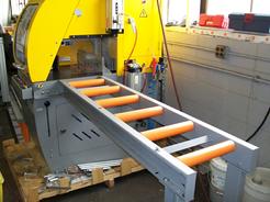 roller conveyors for upcut aluminum saws