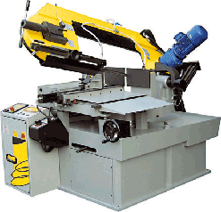 Semi Automatic operation capable of mitre both 60 degrees left and 60 degrees right, hydraulic clamping, positive hydraulic cutting pressure, 1-1/4" band saw blade, precision carbide blade guides, direct drive system, infinitely variable speeds